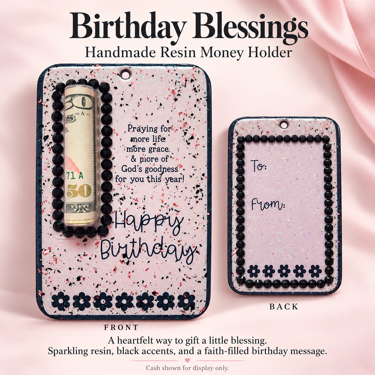 Handmade Birthday Resin Money Holder | Christian Birthday Gift | Unique Cash Gift Holder | Faith-Inspired Keepsake