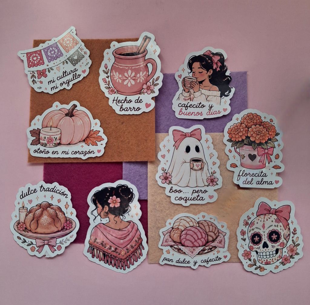 10x Pack Mexican-American Stickers, Latino Culture Decals
