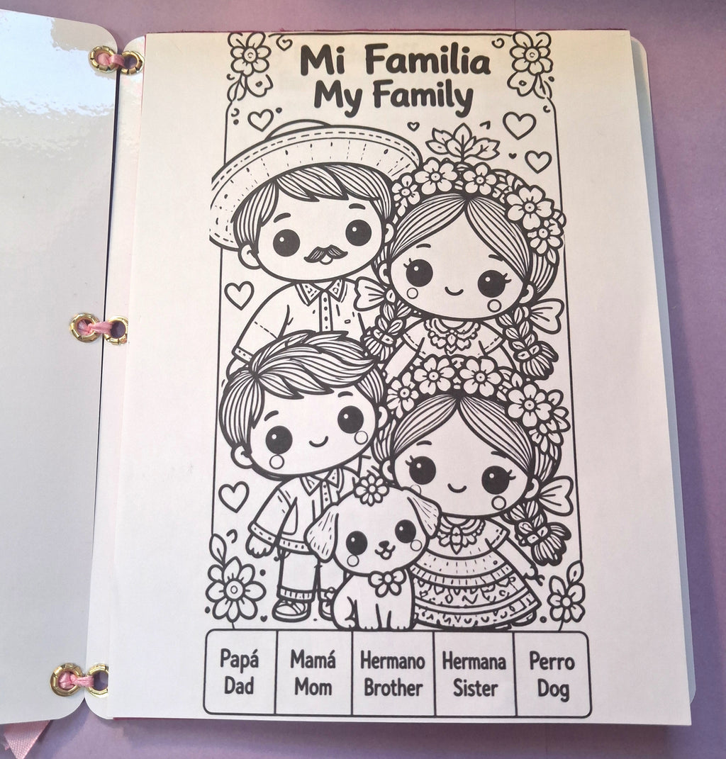 Bilingual Spanish & English Kids Coloring & Activity Book 
Learn Color & Play
Handcrafted